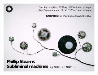 Phillip Stearns, Subliminal Machines, card, 3 November 2011.