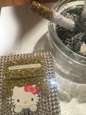 Glittered ashtray and cigarette case, 20 April 2016.